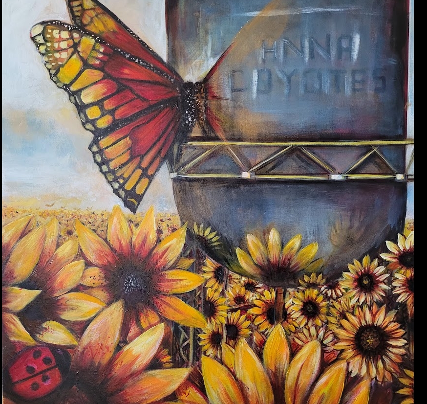 Monarch and sunflowers Anna Water Tower by Aubre; Murphy